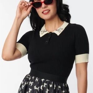 Unique Vintage Prim & Pretty Poodle Peter Pan Collar Retro Sweater